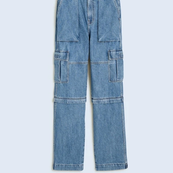 Madewell Women's Baggy Straight Cargo Jeans in Thetford Wash -NWT - Picture 6 of 8